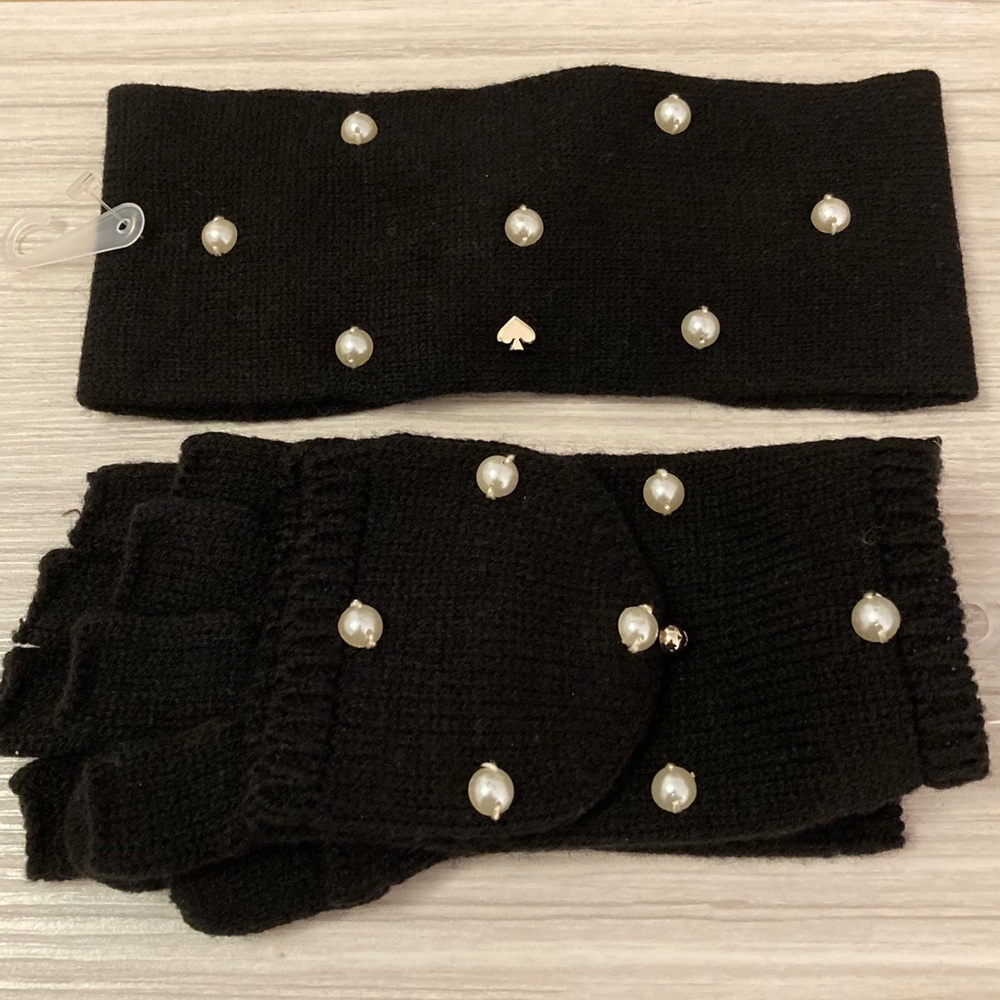 NWT Kate Spade SET!Pearl Headband/Gloves